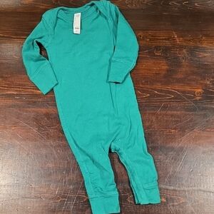 Rabbit Skins Baby Green Long Sleeve One-Piece Cotton Romper - 6 Months